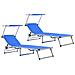 Lettini Pieghevoli con Tettuccio 2 pz Alluminio Textilene Blu - Foto miniatura 1