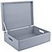 Xl Grigio Grande Scatola In Legno | 40 X 30 X 14 Cm | Coperchio E Maniglie | Cassetta Conteniore Portaoggetti Portagiochi Cofanetto Documenti Attrezzi | Perfetta Per Decoupage E Decorare - Foto miniatura 1