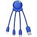 Cavo Octopus 3 In 1 Usb A/micro Usb E Usb C E Lightning Da 0,1 M, Blu - Foto miniatura 1