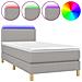 Letto A Molle Materasso E Led Grigio Chiaro 90x190 Cm Tessuto - Foto miniatura 1