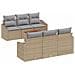 Set di Divani da Giardino 7 Pezzi con Cuscini Beige Polyrattan Acacia - Foto miniatura 1