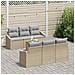 Set di Divani da Giardino 7 Pezzi con Cuscini Beige Polyrattan Acacia - Foto miniatura 3