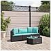 Set Divani da Giardino 4 pz con Cuscini Nero in Polyrattan - Foto miniatura 2