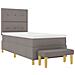 Letto a Box Spring con Materasso e Panchina Tortora 80x200 cm Tessuto - Foto miniatura 8