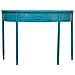 Console In Metallo Con 1 Cassetto Blu Invecchiato 120x44x80 - Foto miniatura 2