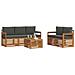 Set divani 6 pcs Naturale e Antracite Legno di Acacia Massello - Foto miniatura 3