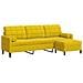 Divano a 3 Posti con Poggiapiedi Giallo 210 cm in Velluto - Foto miniatura 1