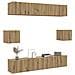 Set Mobile TV 6 pz Montato a Parete Rovere in Legno Multistrato - Foto miniatura 2