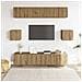 Set Mobile TV 6 pz Montato a Parete Rovere in Legno Multistrato - Foto miniatura 3