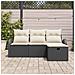 Set Divano da Giardino con cuscino 4 pcs Nero Poly Rattan - Foto miniatura 3