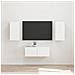 Set mobile TV Montaggio a parete 6 pcs Bianco Legno multistrato - Foto miniatura 2