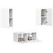 Set mobile TV Montaggio a parete 6 pcs Bianco Legno multistrato - Foto miniatura 3