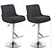 Set 2 Sgabelli Bancone Imbottiti Club in Tessuto - Coppia Sedie Alte Cucina con Schienale e Poggiapiedi, Altezza Regolabile 67-87 cm Nero - Foto miniatura 1