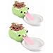 Mini Self-suction Ceramic Flower Pots With Tray For Succulents Cactus Flower Pots Decoration For Home, Office, Interior, Frog - Foto miniatura 1
