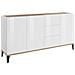 Credenza Paolo, Madia Da Cucina 3 Ante E 3 Cassetti, Buffet Da Soggiorno, 100% Made In Italy, Cm 160x40h82, Bianco Lucido E Acero - Foto miniatura 2