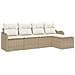 Set di divani da giardino  5 pezzi con cuscini Beige Polirattan, Divano da giardino  2 posti con cuscini Beige Polirattan - Foto miniatura 1