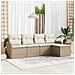 Set di divani da giardino  5 pezzi con cuscini Beige Polirattan, Divano da giardino  2 posti con cuscini Beige Polirattan - Foto miniatura 2