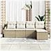 Set di divani da giardino  5 pezzi con cuscini Beige Polirattan, Divano da giardino  2 posti con cuscini Beige Polirattan - Foto miniatura 3