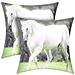 Set Di 2 Copricuscini 40x40 Cm Design Cavallo - Foto miniatura 5