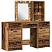 Set Tavolo Trucco 3 Pezzi con LED Legno Antico - Foto miniatura 1