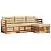 Set di divani da esterno con cuscino 4 pcs Naturale e Beige - Foto miniatura 1