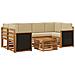 Set di divani da esterno con cuscino 7 pcs Naturale e Beige - Foto miniatura 1