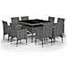 Set Mobili Da Pranzo Per Giardino 9pz Polyrattan E Vetro Grigio - Foto miniatura 2