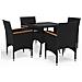 Set Mobili da Pranzo per Giardino 5 pz Nero Polyrattan e Acacia - Foto miniatura 1