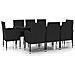 Set Mobili Da Pranzo Per Giardino 9 Pz In Polyrattan Nero - Foto miniatura 2