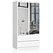 Armadio A 2 Ante Battenti E Cassetti S90 con specchio, 90x51x180 cm, Colore Bianco - Foto miniatura 1