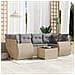 Set Divani Da Giardino 7 Pz Con Cuscini Beige In Polyrattan - Foto miniatura 1