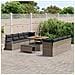 Set Divano da Giardino  11 Pezzi con Cuscini Grigio Poly Rattan Acacia, Divano da Giardino  2 Posti con Cuscini Grigio Poly Rattan, Set da Pranzo Giardino  3 Pezzi con Cuscini Grigio Poly Rattan Acacia - Foto miniatura 3