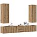 Mobili TV a Parete 5 pz Rovere Artigianale in Legno Multistrato - Foto miniatura 2