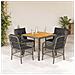 Set da Pranzo da Giardino 5 pz con Cuscini in Polyrattan Grigio - Foto miniatura 2