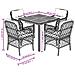 Set da Pranzo da Giardino 5 pz con Cuscini in Polyrattan Grigio - Foto miniatura 7