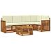 Set divani 6 pcs Naturale e Crema Legno di Acacia Massello - Foto miniatura 1