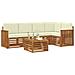 Set divani 6 pcs Naturale e Crema Legno di Acacia Massello - Foto miniatura 3