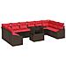Set di divani 11 pz 10-Numero di posti Marrone e Rosso - Foto miniatura 1