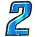 Numero 2 Adesivo Slim Olografico Blu, 10 x 6,5 cm - Foto miniatura 1
