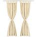 2 Pz Tende In Micro Raso Con Passanti 140x245 Cm Beige - Foto miniatura 2