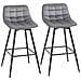 Set 2 Sgabelli Da Bar Sedie Imbottite Stile Nordico Velluto Grigio - Foto miniatura 1