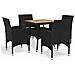 Set Mobili da Pranzo da Giardino 5 pz Nero Polyrattan e Acacia - Foto miniatura 1