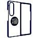 Cover Samsung Galaxy Z Fold4 Bimateria Anello Metallico Supporto Blu - Foto miniatura 3