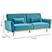 Cyano Divano Letto Trasformabile A 3 Posti In Velluto Blu - Foto miniatura 3