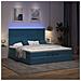 Pouf Letto Con Materassi E Led Blu Scuro 200x200cm Velluto - Foto miniatura 3