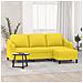 Divano a 3 Posti con Poggiapiedi Giallo Chiaro 180cm in Tessuto - Foto miniatura 2