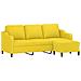 Divano a 3 Posti con Poggiapiedi Giallo Chiaro 180cm in Tessuto - Foto miniatura 3