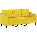 Divano a 3 Posti con Poggiapiedi Giallo Chiaro 180cm in Tessuto - Foto miniatura 4