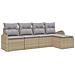 Set di Divani da Giardino  5 Pezzi con Cuscini Beige Polyrattan, Divano da Giardino  2 Posti con Spazio di Stoccaggio e Cuscini Beige Polyrattan - Foto miniatura 1
