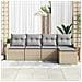 Set di Divani da Giardino  5 Pezzi con Cuscini Beige Polyrattan, Divano da Giardino  2 Posti con Spazio di Stoccaggio e Cuscini Beige Polyrattan - Foto miniatura 3